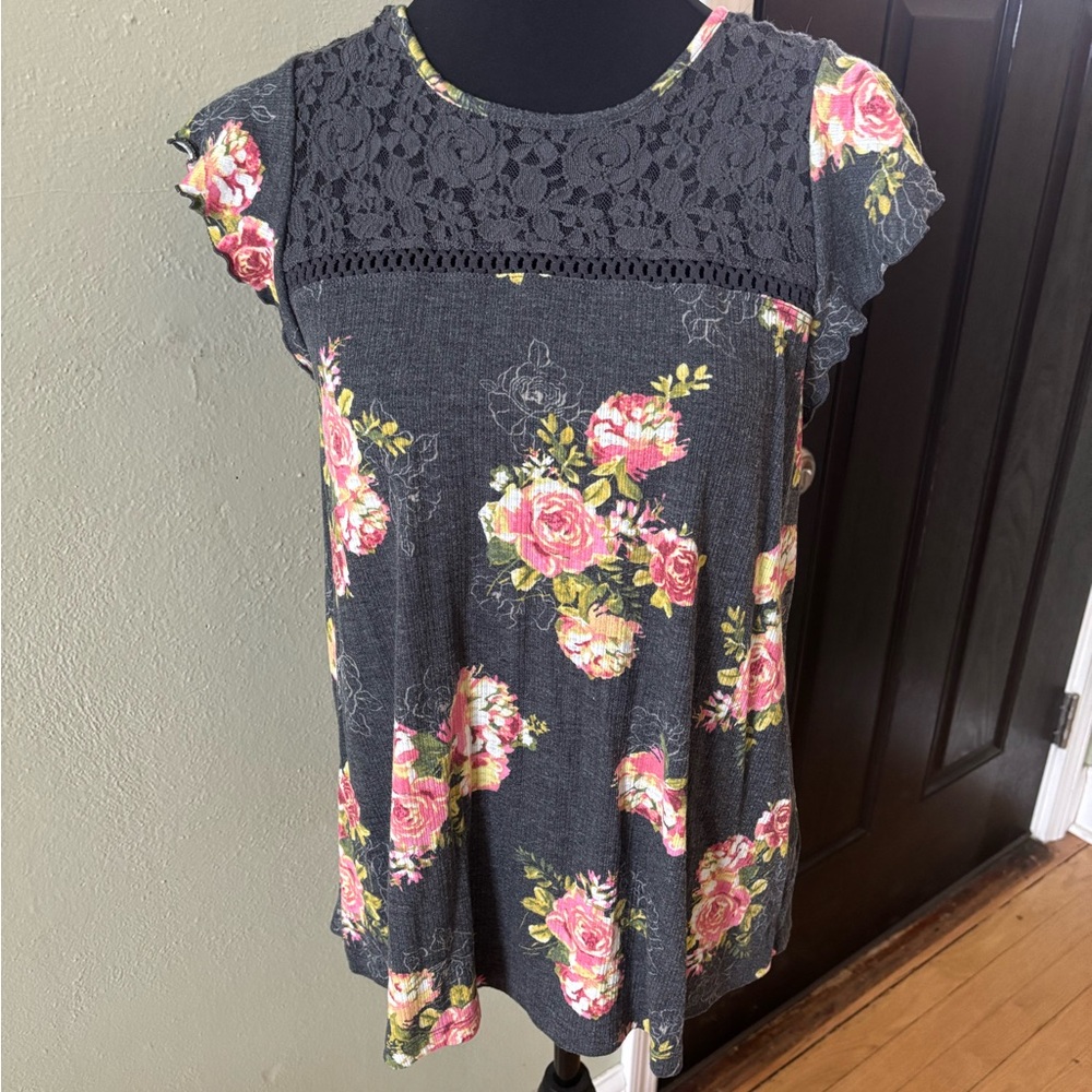 Torrid Pink and Orange Ruffled Blouse